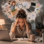 Femme active souffrant de fatigue mentale et de surcharge quotidienne